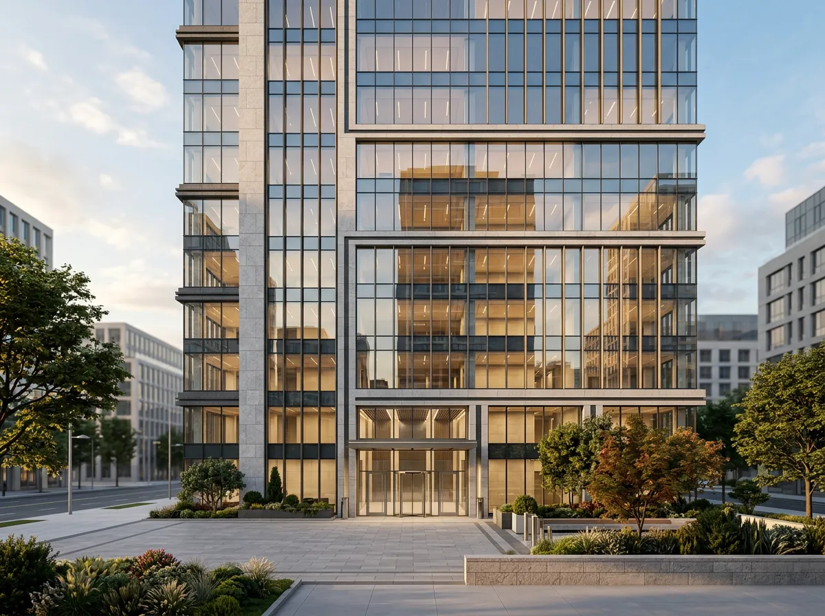 Ticari ofis cephesi render'ı